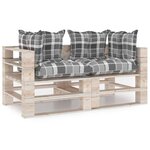 vidaXL Canapé palette de jardin 2 places et coussins pinède