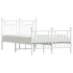 vidaXL Cadre de lit métal avec tête de lit/pied de lit blanc 135x190cm