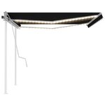 vidaXL Auvent manuel rétractable avec LED 4 5x3 m Anthracite