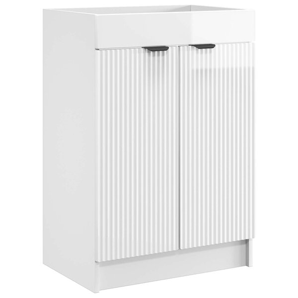 vidaXL Armoire sous évier de salle de bain Blanc brillant