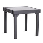 Table extensible de jardin grande taille dim. dépliées 160L x 80l x 75H cm alu métal époxy gris foncé plateau verre trempé noir