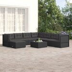 vidaXL Salon de jardin 8 Pièces avec coussins noir résine tressée