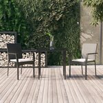vidaXL Ensemble de salle à manger de jardin avec coussins 3 Pièces Noir