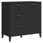 vidaXL Buffet VIKEN noir 80x40x190 cm bois massif de pin
