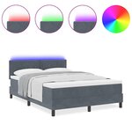 vidaXL Lit à ressorts avec matelas Gris foncé 160 x 200 cm Velours
