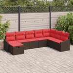 vidaXL Ensemble de canapé de jardin 8 Pièces Marron Poly rotin