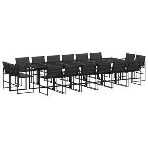 vidaXL Ensemble à manger de jardin avec coussins 17 Pièces noir textilène