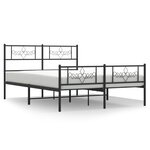 vidaXL Cadre de lit métal avec tête de lit/pied de lit noir 140x190 cm