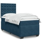 vidaXL Sommier à lattes de lit avec matelas bleu 90x190 cm velours