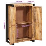 vidaXL Highboard avec portes Bois de mangue massif et brut et métal