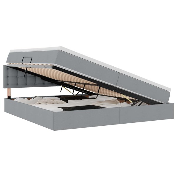 vidaXL Lit avec rangement et matelas Gris clair 200 x 200 cm