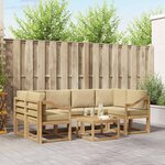 vidaXL Ensemble de canapés d'extérieur 7 Pièces Blanc et Beige