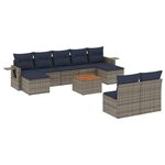 vidaXL Salon de jardin 10 Pièces avec coussins gris résine tressée