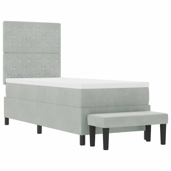 vidaXL Lit à ressorts avec matelas Gris clair 80 x 200 cm Velours
