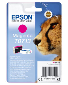 Epson singlepack magenta t0713 durabrite t0713 cartouche dencre magenta capacite standard 5.5ml 1-pack rf-am blister