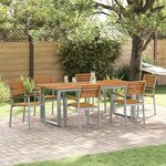 vidaXL Ensemble de salle à manger pour jardin 7 Pièces Gris et marron