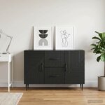 vidaXL Buffet avec tiroir Noir 89 x 34 5 x 60 cm Bois d'ingénierie