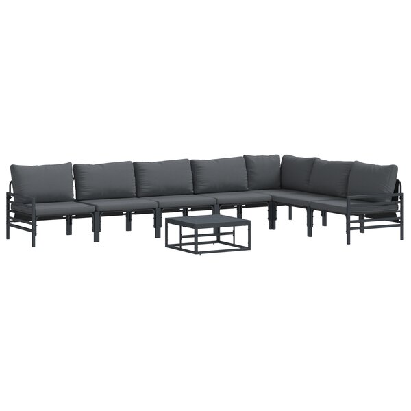 vidaXL Ensemble de canapé de jardin 8 Pièces Anthracite Acier