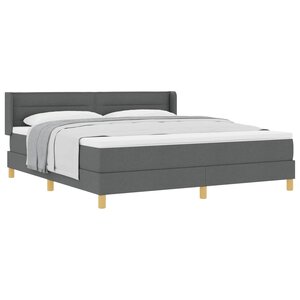 vidaXL Lit à ressorts avec matelas Gris foncé 200 x 180 cm tissu