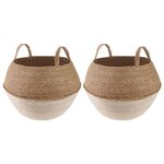 vidaXL Pot de plante avec poignées 2 pc Blanc Ø 45 x 36 cm