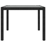 vidaXL Table de jardin Noir 190x90x75 cm Verre trempé/résine tressée