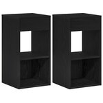 vidaXL Tables de chevet avec tiroir 2 Pièces chêne noir 35x34x66 5 cm