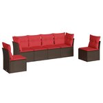 vidaXL Salon de jardin 6 Pièces avec coussins marron résine tressée