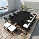 vidaXL Ensemble à manger d'extérieur 13 Pièces coussins Résine tressée