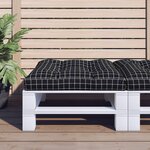 vidaXL Coussin de palette motif à carreaux noir 70x70x12 cm tissu