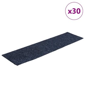 vidaXL Tapis d'escalier autocollants 30 pièces 76 x 20 cm Gris Bleu Rectangulaire