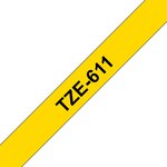 Ruban compatible Brother TZe611 - Texte noir sur fond jaune