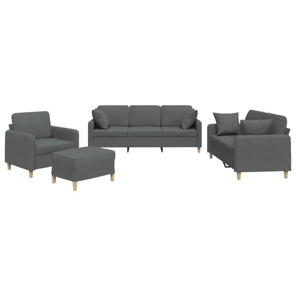 vidaXL Ensemble de canapés 4 Pièces coussins gris foncé tissu