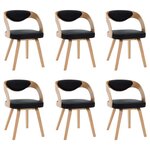 vidaXL Chaises à manger lot de 6 noir bois courbé et similicuir
