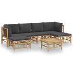 vidaXL Salon de jardin 7 Pièces avec coussins gris foncé bambou