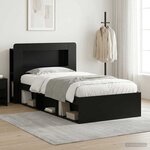 vidaXL Cadre de lit avec rangement Noir 100 x 200 cm Bois d'ingénierie
