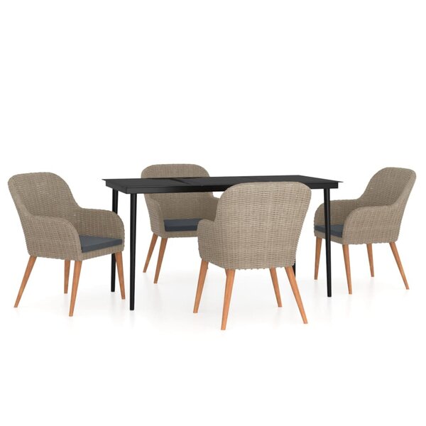 vidaXL Ensemble à manger de jardin et coussins 5 Pièces Marron