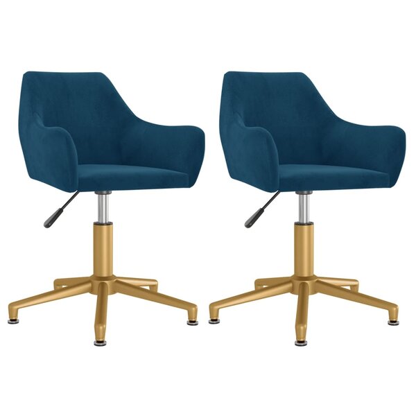 vidaXL Chaises pivotantes à manger lot de 2 Bleu Velours