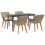 vidaXL Ensemble de salle à manger pour jardin 5 Pièces Beige polyrotin