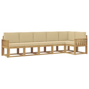 vidaXL Ensemble de canapés d'extérieur 6 pc Blanc et Beige Polyester