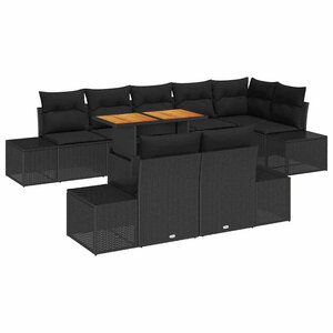 vidaXL Ensemble de salle à manger pour jardin 9 Pièces Noir et Marron