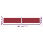 vidaXL Auvent latéral rétractable Rouge 200x1200 cm