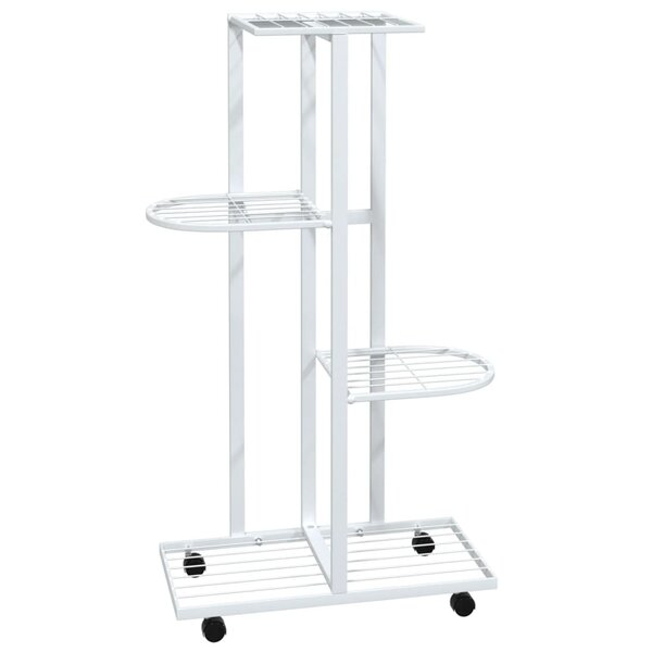 vidaXL Jardinière à 4 niveaux avec roues 44x23x80 cm Blanc Fer