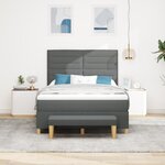 vidaXL Lit à Sommier avec Matelas & Banc Gris Foncé 140x200 cm Tissu