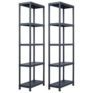 vidaXL Étagères de rangement 2 Pièces Noir 125 kg 60x30x180 cm Plastique