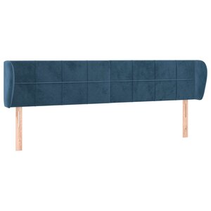 vidaXL Tête de lit avec oreilles Bleu foncé 203x23x78/88 cm Velours