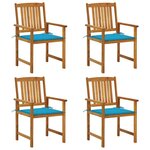 vidaXL Chaises de jardin avec coussins lot de 4 Bois d'acacia massif