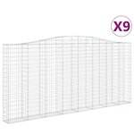 vidaXL Paniers à gabions arqués 9 Pièces 400x30x180/200 cm Fer galvanisé