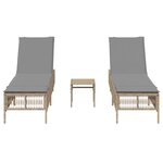vidaXL Chaises longues lot de 2 avec table beige résine tressée
