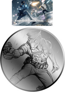 Monnaie POLICE Alien First Responders 1/1000 Oz Platine 12$ Liberia 2026 (PRÉCOMMANDE)