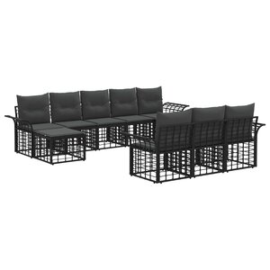 vidaXL Ensemble de canapés d'extérieur 10 pc Noir et Gris foncé